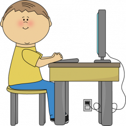 Student Using Computer Clip Art - Student Using Computer Vector Image