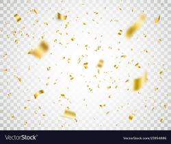 Confetti on transparent background falling shiny