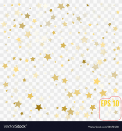 Golden confetti on transparent background falling