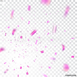 Pink confetti explosion celebration isolated on white ...