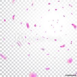 Pink confetti explosion celebration isolated on white ...
