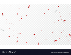 Falling red confetti on transparent background