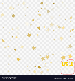Gold confetti gold stars on transparent background