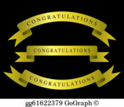 Gold Ribbon Congratulations Clip Art - Royalty Free - GoGraph