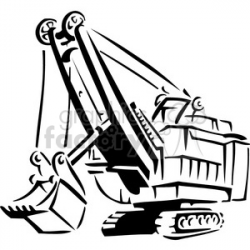 black and white heavy construction loader clipart. Royalty-free clipart #  384977