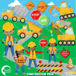 Construction Clipart, Road Work Clipart, African American Clipart AMB-1049