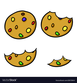 Colorful chocolate chip cookies hand drawing