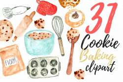 31 Watercolor Cookie Baking Clipart ~ Illustrations ...