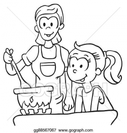 EPS Illustration - Black and white mother and daughter ...