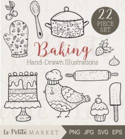 22 Piece Baking and Cooking Clip Art Set, Baking Clipart, Cooking Clipart