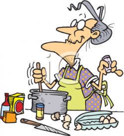 Royalty Free Clipart Image of a Grandmother Cooking | Cake ...