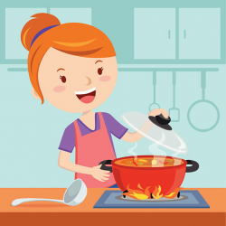The kitchen clipart mom cooking pencil and in color the ...