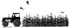 Tractor and Corn Field Agriculture Silhouette Isolated on White ...
