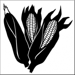 Clip Art: Thanksgiving Silhouettes: Corn B&W I abcteach.com | abcteach