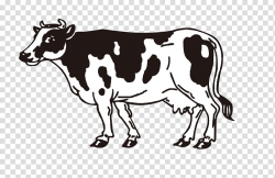 Black and white milk cow illustration, Dairy cattle Ox Milk ...