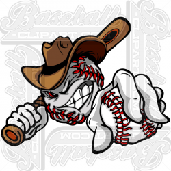 Cowboy Baseball Cartoon Image. Easy to Edit Vector Format.