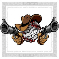 Baseball Cowboy Cartoon - Vector Clipart Cowboy