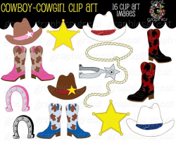 Cowboy Clipart Cowgirl Clip Art Digital Clip Art Pink ...