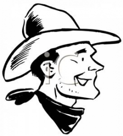 A Retro Cartoon of a Male Cowboy - Royalty Free Clipart Picture