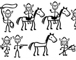 Stick Figure People Family (Cowboy Themed) - Vector Art SVG ...