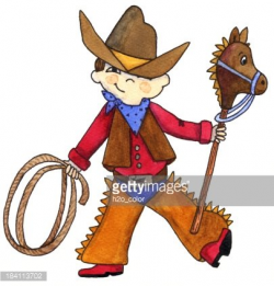 Little Cowboy with Stick Horse Clipart Image | +1,566,198 ...