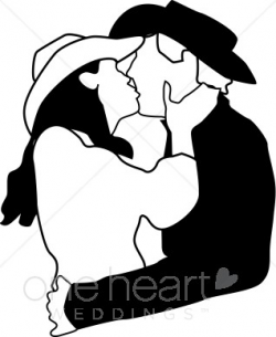 Kissing Country Couple Clipart | Western Wedding Clipart