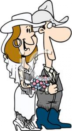 Clip Art Image: A Bride and Groom In a Cowboy Wedding