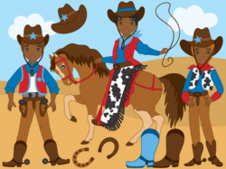 African American Cowboy Clipart - Digital Vector Wild West, Cowboy Clip Art