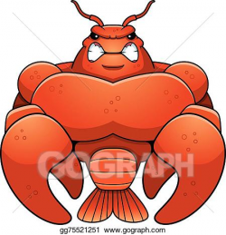 Vector Stock - Angry cartoon muscular crawfish. Clipart Illustration ...