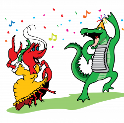 Dancing Crawfish and Gator Graphic - New Orleans Clip Art