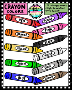 Crayon Clipart Set - 22 Full Color & BW Illustrations {KT Creates}