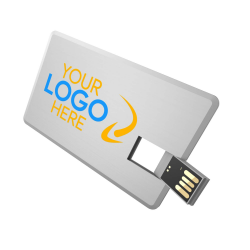 Custom Business/Credit Card Wallet Flash Drive - Full Color Edge-to-Edge 2  Sided Logo Imprint - 32GB - Silver Metal - Printed in The USA - 25 Pack