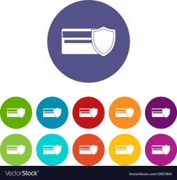 Credit card and shield set icons