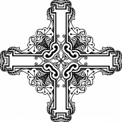 Cross Clipart Frame - Antique Cross Black & White Graphic ...
