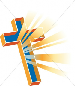 Multidimensional and Colorful Cross with Rays | Cross Clipart