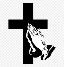 Funeral Clipart Prayer Hand - Praying Hands With Cross Clipart - Png ...