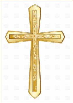 Golden Christian Cross Isolated On The White Background Vector ...