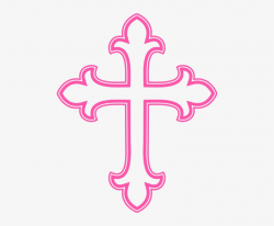 Pink Cross Outline Clip Art - Cross Clipart Black And White PNG ...