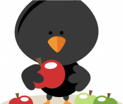 Crow Clipart Cute Baby - Prim Crow On Apple Clipart - Png ...