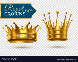 Realistic gold crowns transparent set