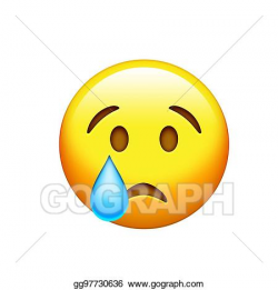 Stock Illustration - Emoji yellow sad face with drop of blue ...