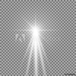 Light with a glare on transparent background, sun rays with ...