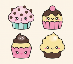 Premium Vector Clipart - Kawaii Cup Cakes - Cute Cupcakes Clipart ...