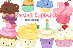 Kawaii Cupcakes Clip Art