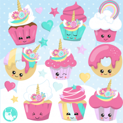 Unicorn cupcakes clipart - Prettygrafik Store