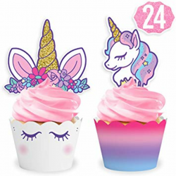 xo, Fetti Unicorn Cupcake Toppers + Wrappers | Unicorn Party Supplies +  Unicorn Birthday Cupcake...