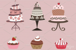 Cakes and Cupcakes Clipart in Vector ~ Graphic Objects ~ Creative Market