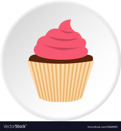 Pink cupcake icon circle