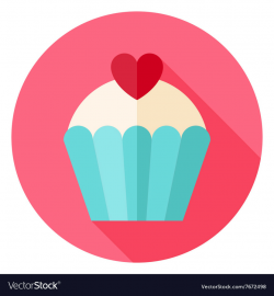 Cute Lovely Cupcake with Heart Circle Icon