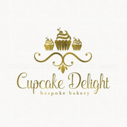 cupcake logo design premade logo gold logo by ...